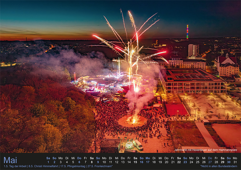 Chemnitz-Kalender 2027 – Mai: Hexenfeuer und Jahrmarkt am Hartmannplatz