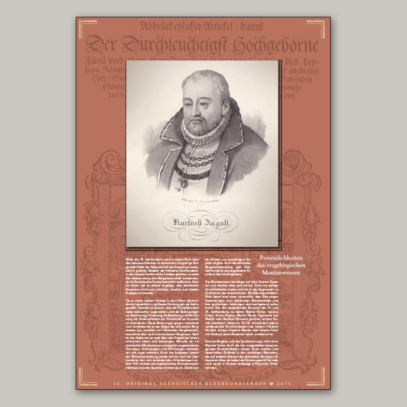 Bergbaukalender 2015 - Vorsatzblatt, Kurfürst August