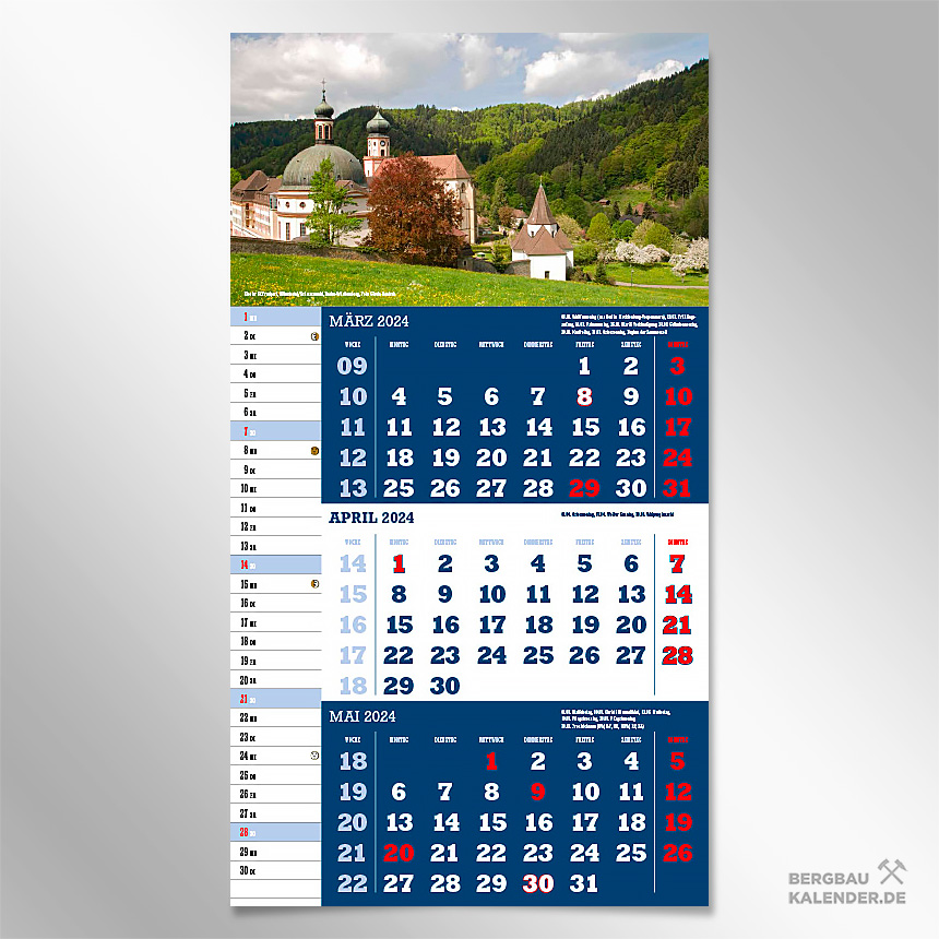 Monat April des Kalender 2024 Deutschland - Kloster St. Trudpert in Baden-Württemberg