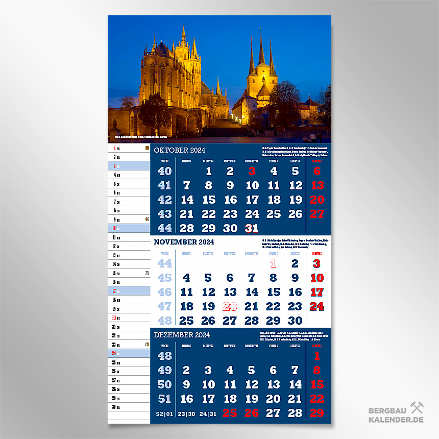 Monat November des Kalender 2024 Deutschland - Dom St. Marien und Severikirche in Erfurt, Thüringen