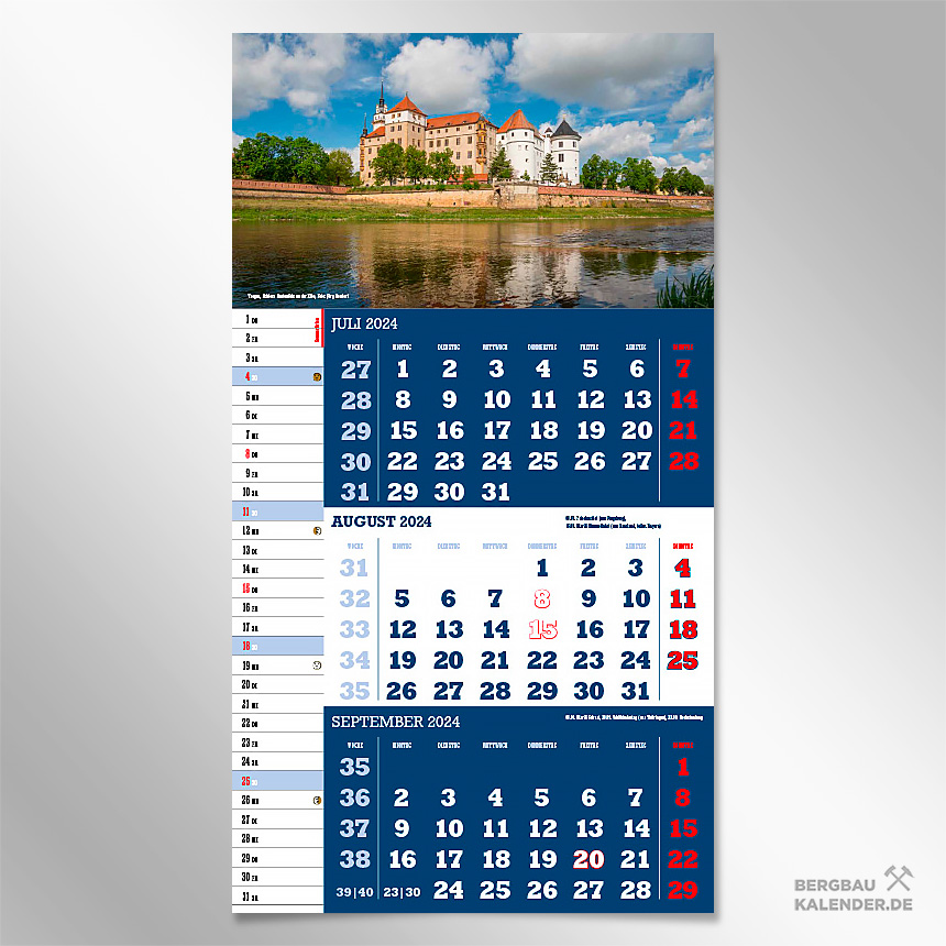 Titelblatt des Kalender 2024 Sachsen - Schloss Hartenfels in Torgau