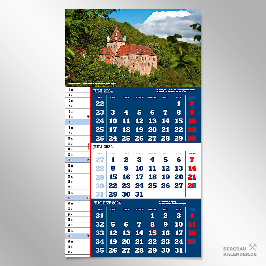 Monat Juli des Kalender 2024 Sachsen - Schloss Kuckuckstein bei Liebstadt