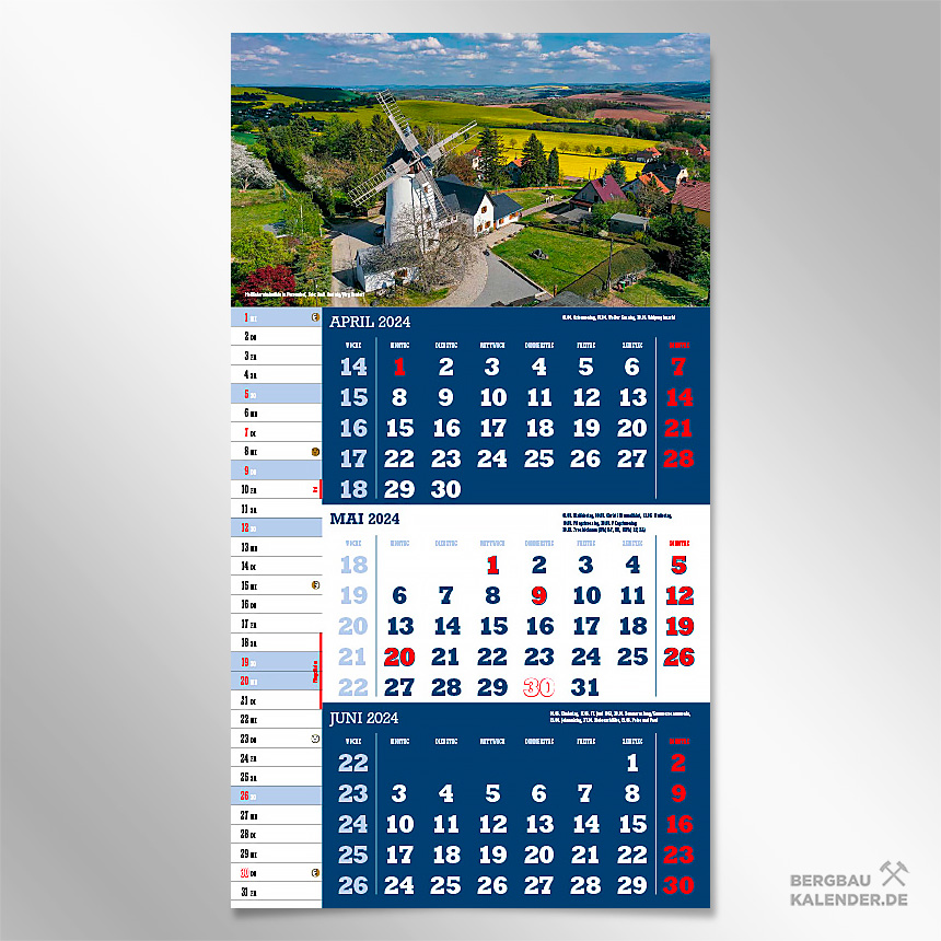 Monat Mai des Kalender 2024 Sachsen - Holländerwindmühle in Possendorf