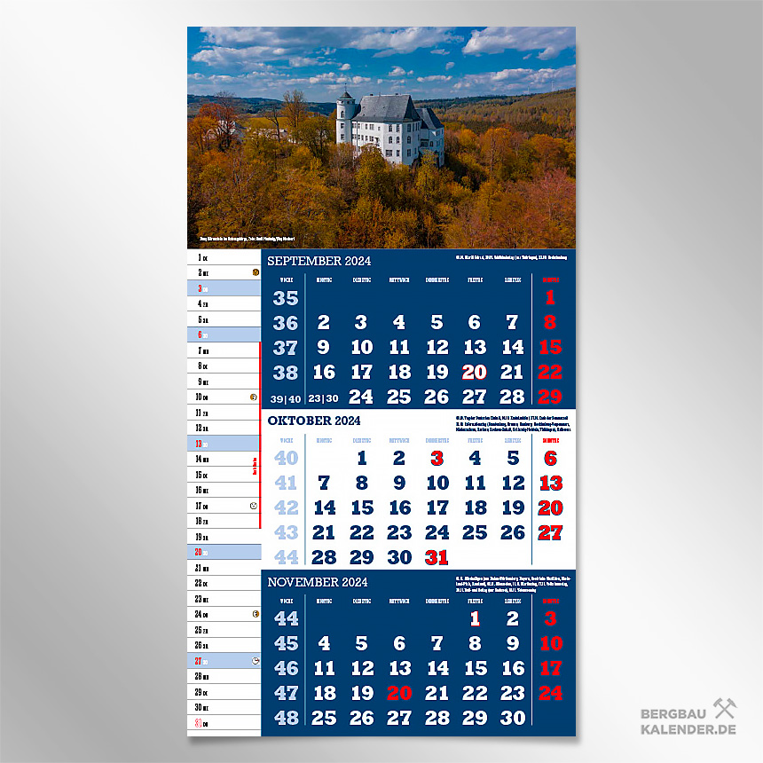Titelblatt des Kalender 2024 Sachsen - Burg Bärenstein im Osterzgebirge