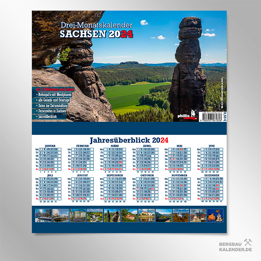Titelblatt des Kalender 2024 Sachsen - Blick von der Barbarine zum Gohrisch