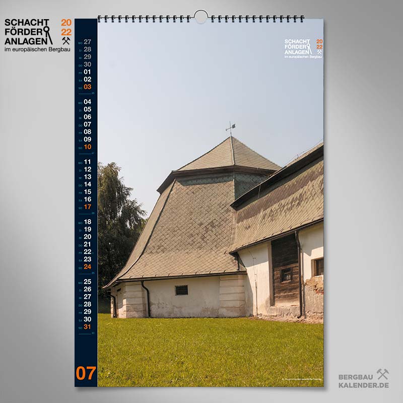 Bergbaukalender 2022 - Juli - Schachtförderanlagen im europäischen Bergbau