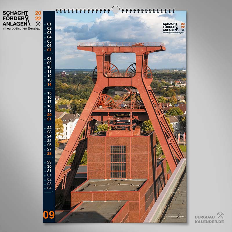 Bergbaukalender 2022 - September - Schachtförderanlagen im europäischen Bergbau