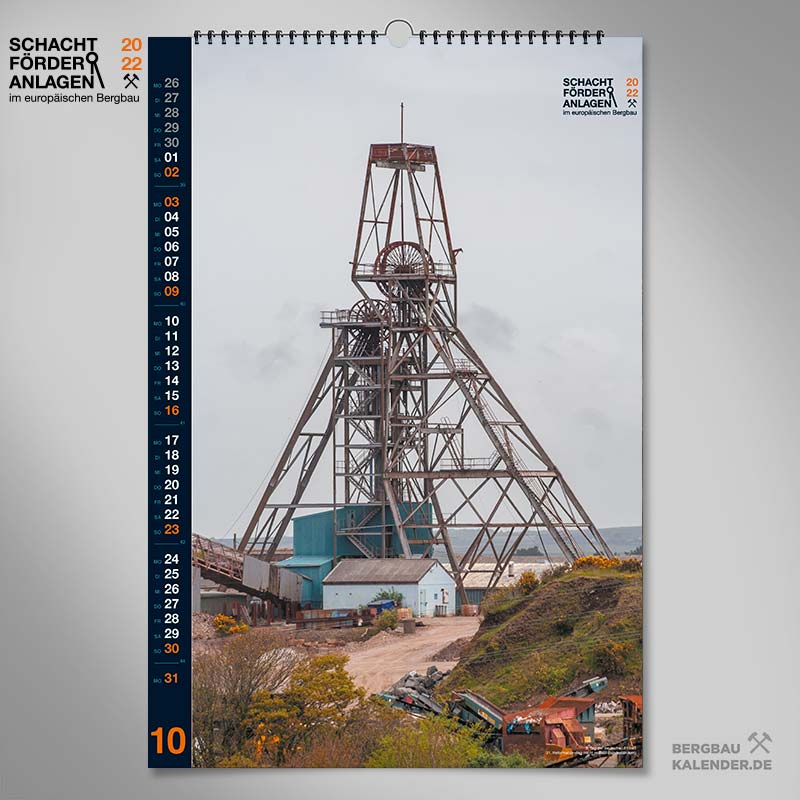 Bergbaukalender 2022 - Oktober - Schachtförderanlagen im europäischen Bergbau