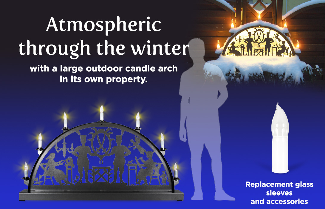 Outdoor metal candle arch - Atmospheric through the winter