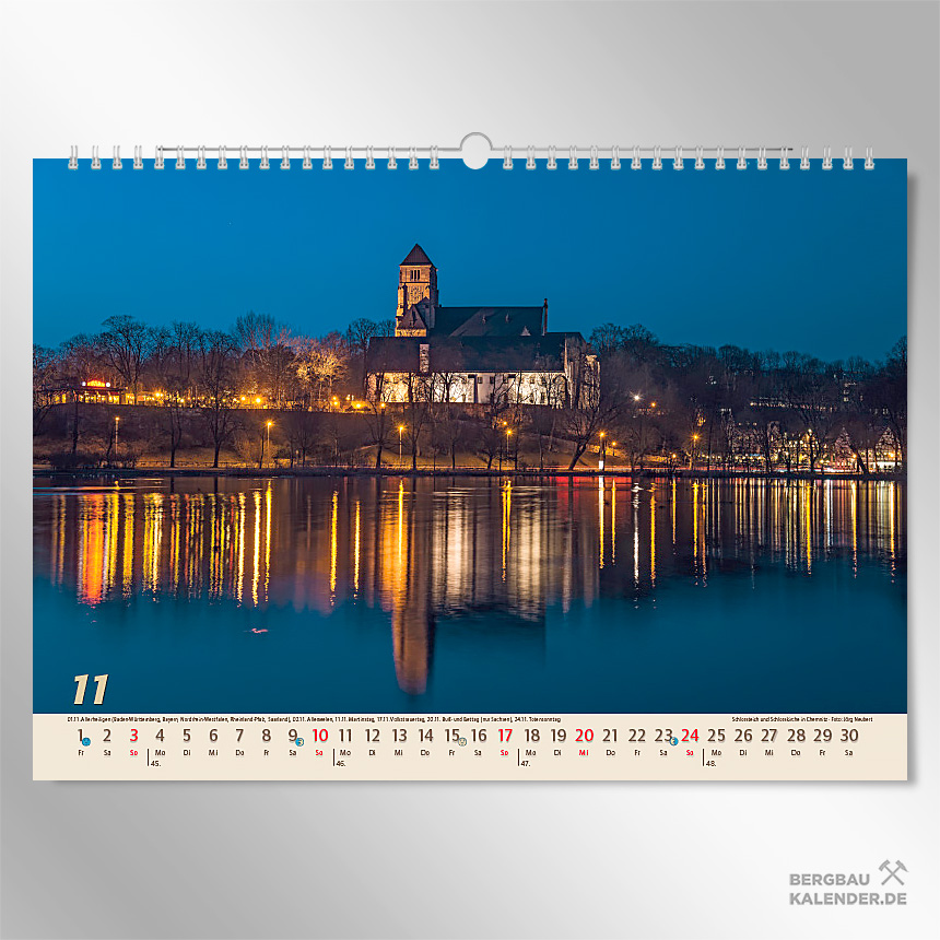 Erzgebirge Sehenswürdigkeiten: Kalender Glanzlichter Erzgebirge 2024 - Schlossteich und Schlosskirche Chemnitz
