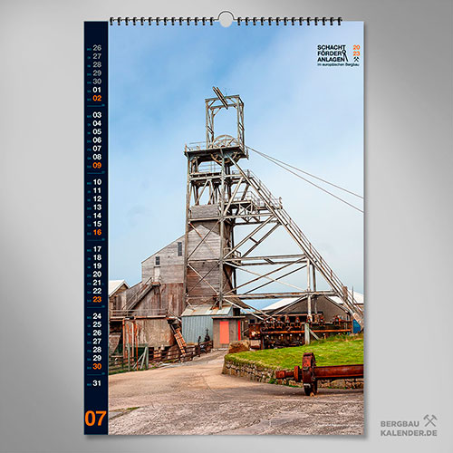 Bergbaukalender 2023 - Juli - Schachtförderanlagen im europäischen Bergbau