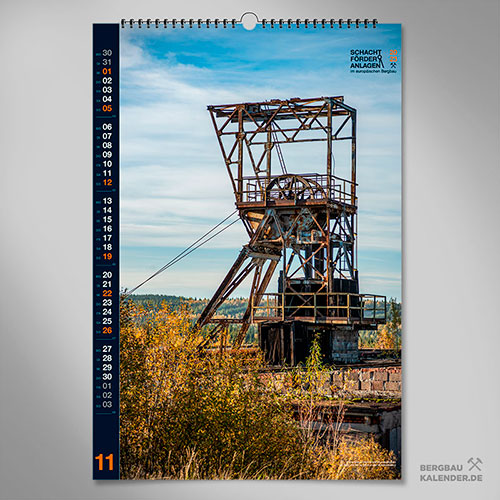 Bergbaukalender 2023 - November - Schachtförderanlagen im europäischen Bergbau