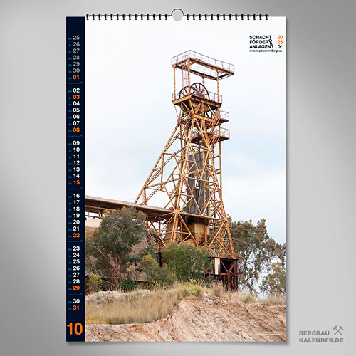 Bergbaukalender 2023 - Oktober - Schachtförderanlagen im europäischen Bergbau