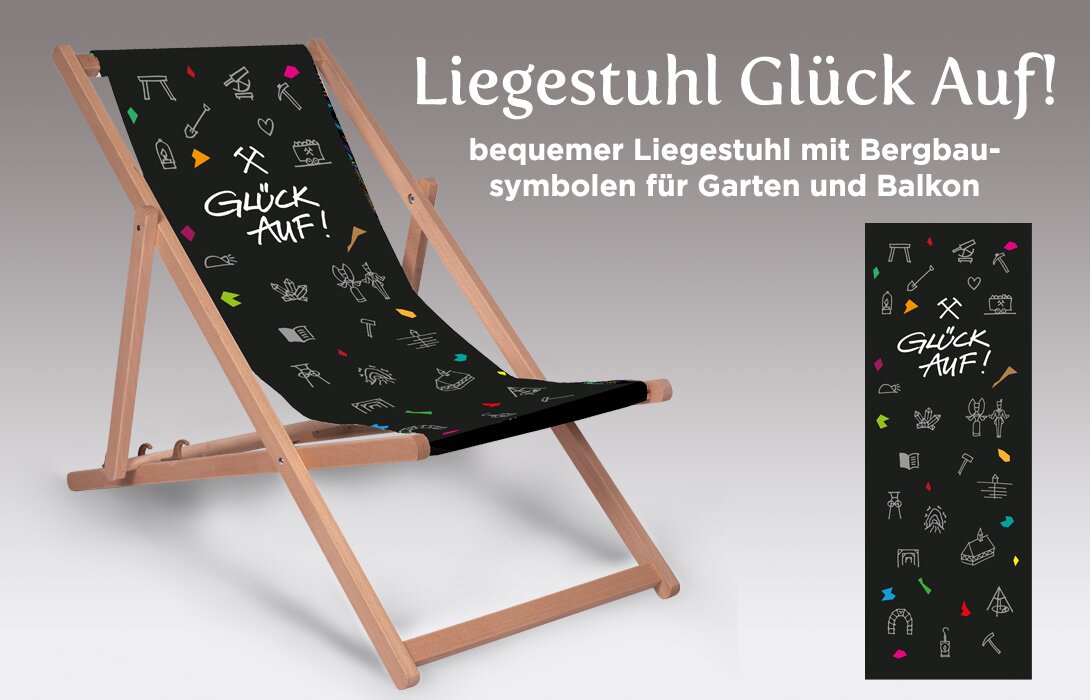 Liegestuhl mit Bergbaumotiven