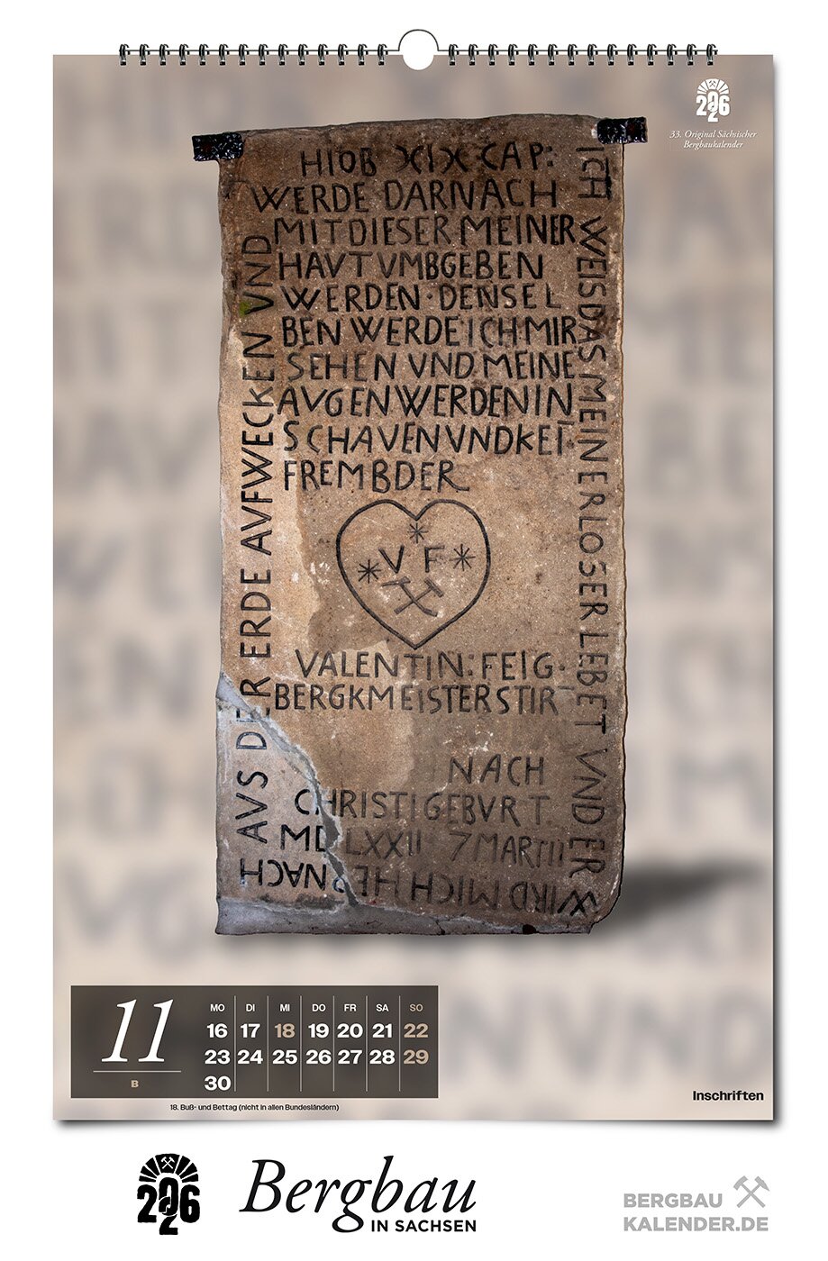 Bergbaukalender 2026 - November B - Inschriften