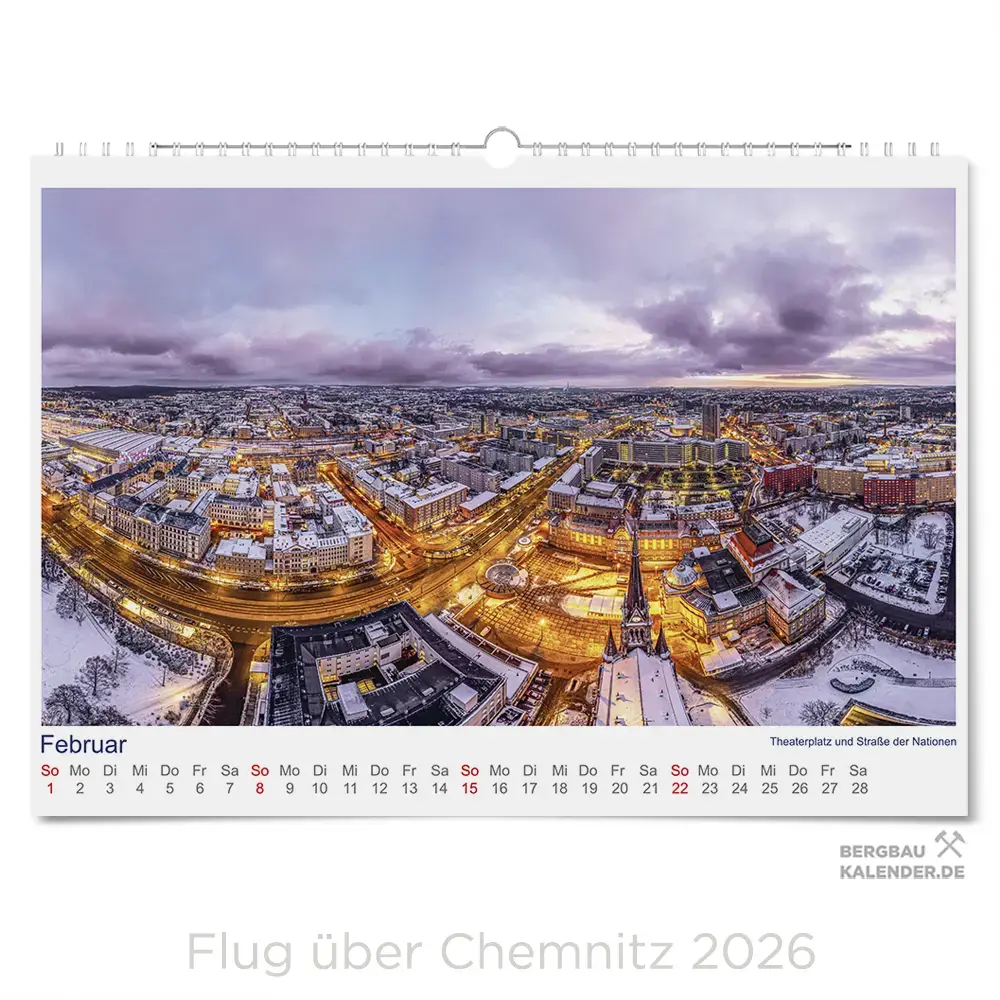 Chemnitz Kalender 2026 - Flug über Chemnitz - Monat Februar - Die Straße der Nationen