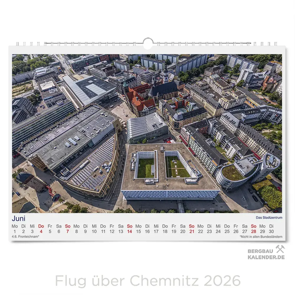 Chemnitz Kalender 2026 - Flug über Chemnitz - Monat Juni - Innenstadt Chemnitz