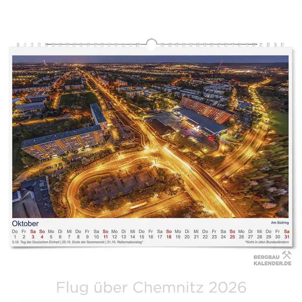 Chemnitz Kalender 2026 - Flug über Chemnitz - Monat Oktober - Südring