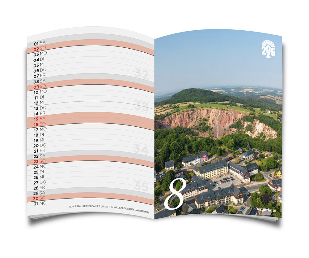 Innenseite MINI Bergbaukalender 2026 - März - Abbildung Bergstädte