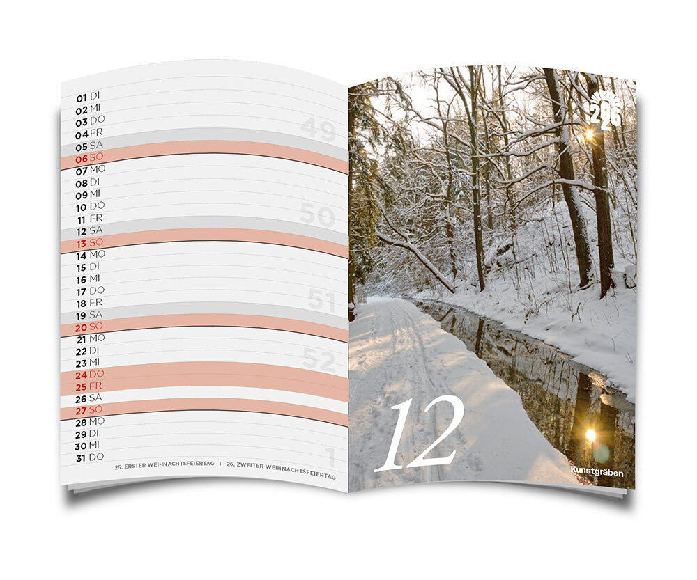 Innenseite MINI Bergbaukalender 2026 - Dezember- Abbildung Kunstgräben