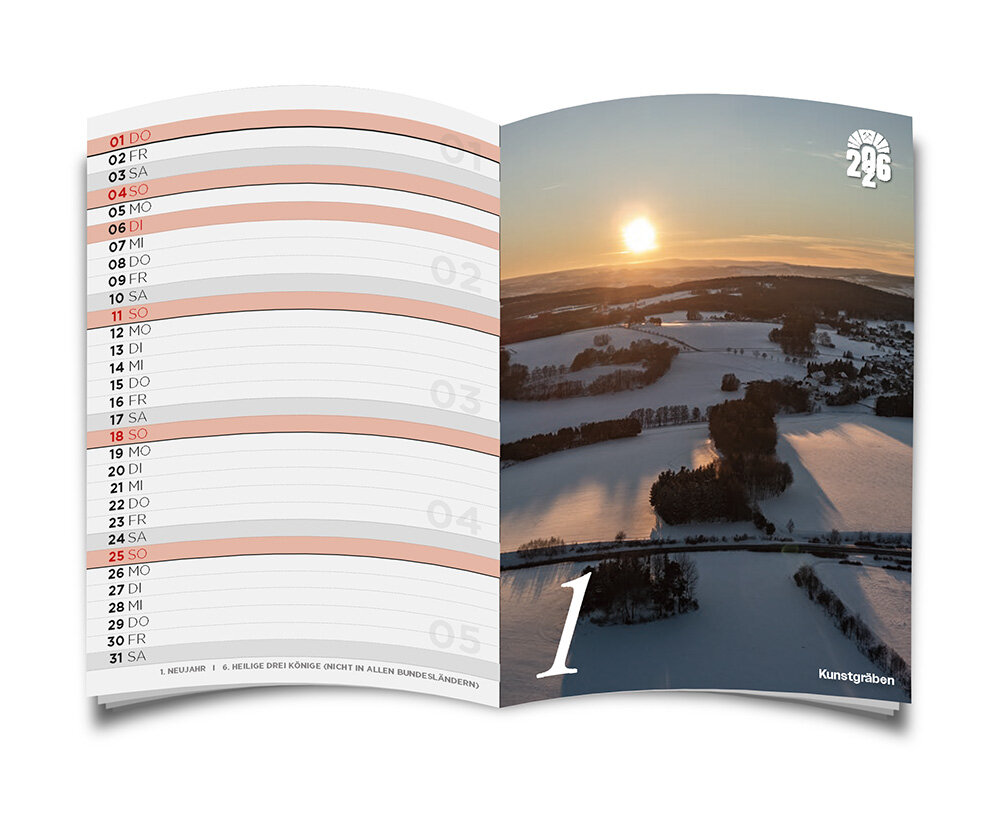 Innenseite MINI Bergbaukalender 2026 - Januar - Abbildung Bergbaulandschaften