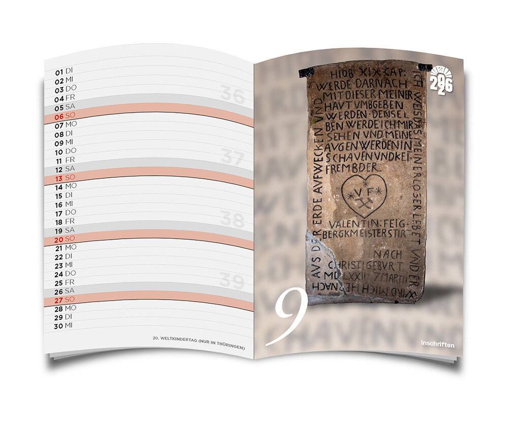 Innenseite MINI Bergbaukalender 2026 - September - Abbildung Inschriften