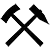 Pickaxe and iron mining symbol