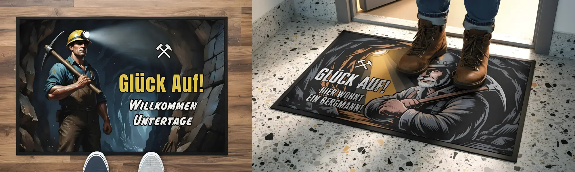 Fußmatten Eingangstür mit Bergbaumotiven - Größe 80 x 50 cm