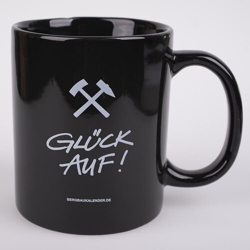Kaffeebecher - Glück Auf! - Schlägel & Eisen - Keramik schwarz