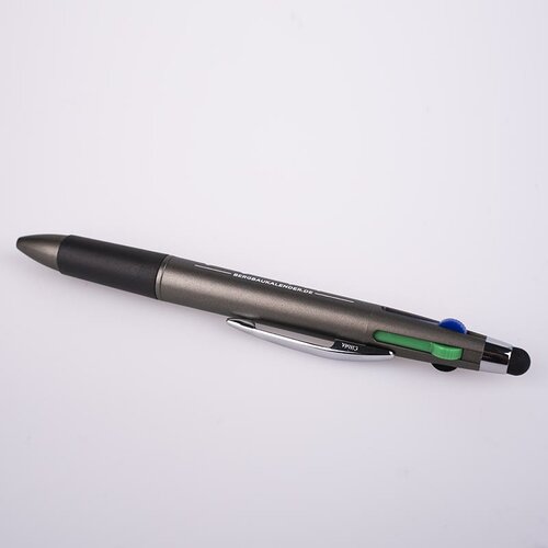 4 Farben Kugelschreiber - Glück Auf! - Schlägel & Eisen - Kunststoffgehäuse mit Farbminen in rot, schwarz, blau und grün