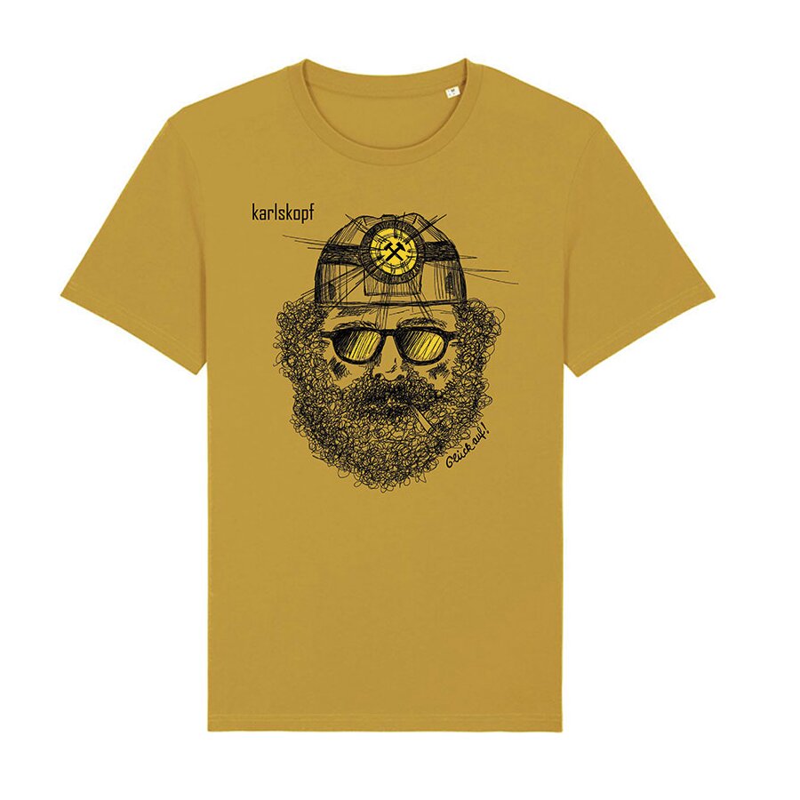 T-Shirt BERGMANN - Unisex - Biobaumwolle Ocker - 8 Größen von S bis 5XL - Rundhals - gute Qualität und angenehme Trageeigenschaften - perfektes Geschenk