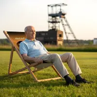 Wooden Deck Chair Garden with Mining Symbols | Folding...