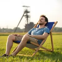 Wooden Deck Chair Garden with Mining Symbols | Folding...