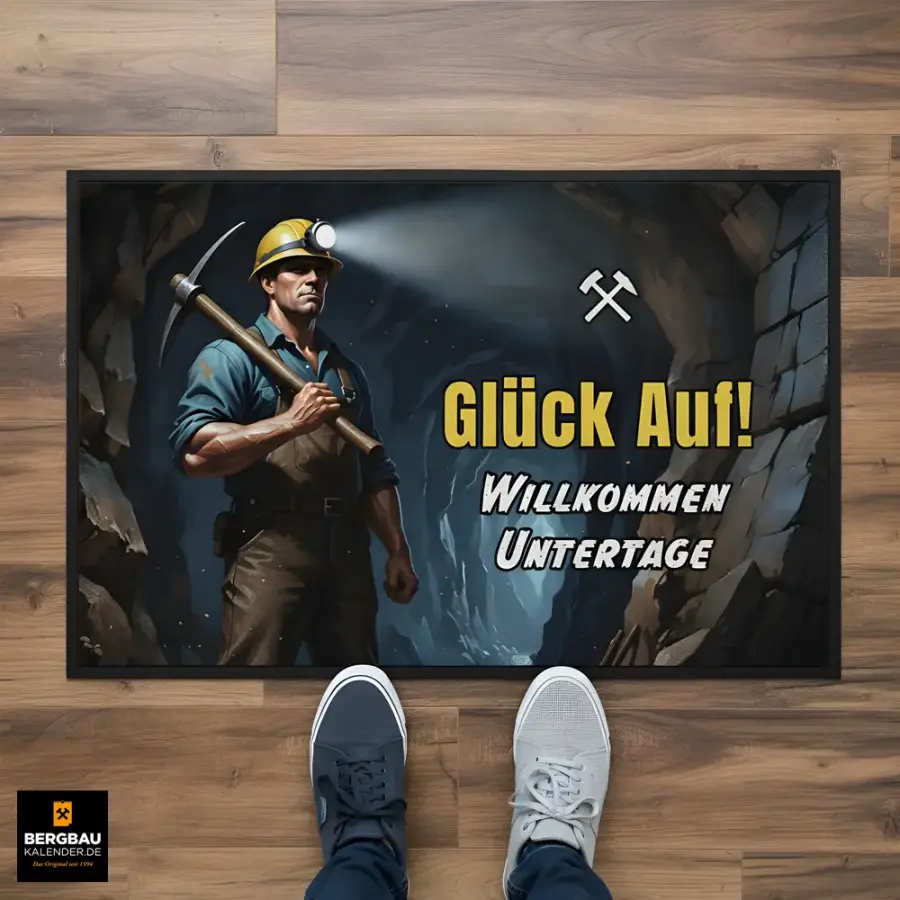 rutschfeste Fußmatten Haustür „Glück Auf! - Willkommen Untertage“