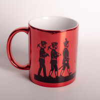 Ceramic mug, red mirror finish with mining motif Mountain...