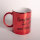 Ceramic mug, red mirror finish with mining motif “Mining with heart and mind” - Good luck!