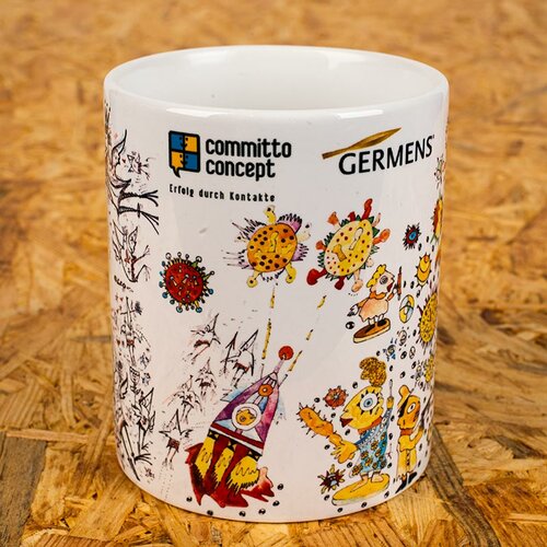 Kaffeebecher - Gemeinsam durch die Corona-Krise - Künstlersammeltasse von GERMENS gezeichnet von Michael Fischer-Art und Kay LEO Leonhardt